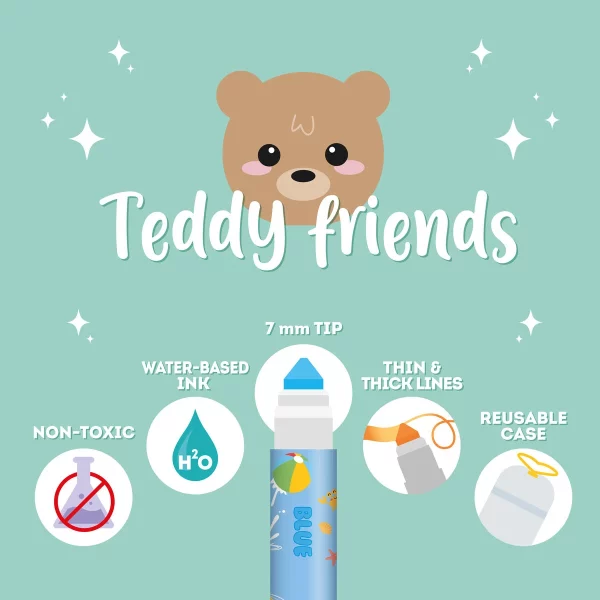 Set od 12 markera - Teddy Friends