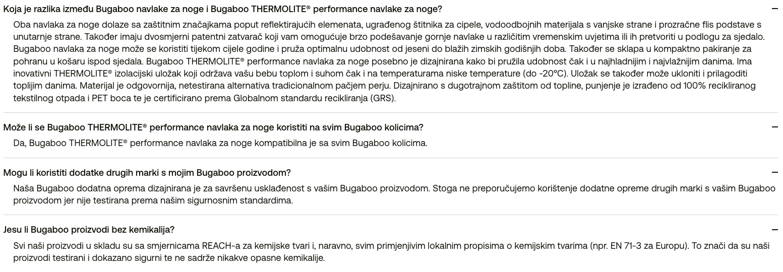 Bugaboo THERMOLITE® navlaka za noge