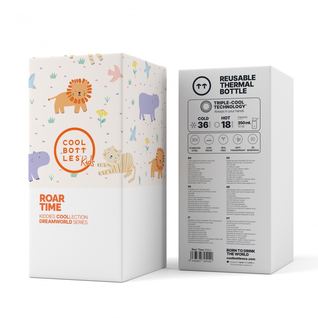 Cool Bottles dječja boca od nehrđajućeg čelika 350 ml - Roar Time - Slika 4